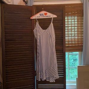 Blue and white striped dress